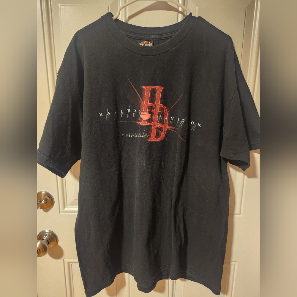 Harley-Davidson Black and Red Cotton Logo T-Shirt Size XL